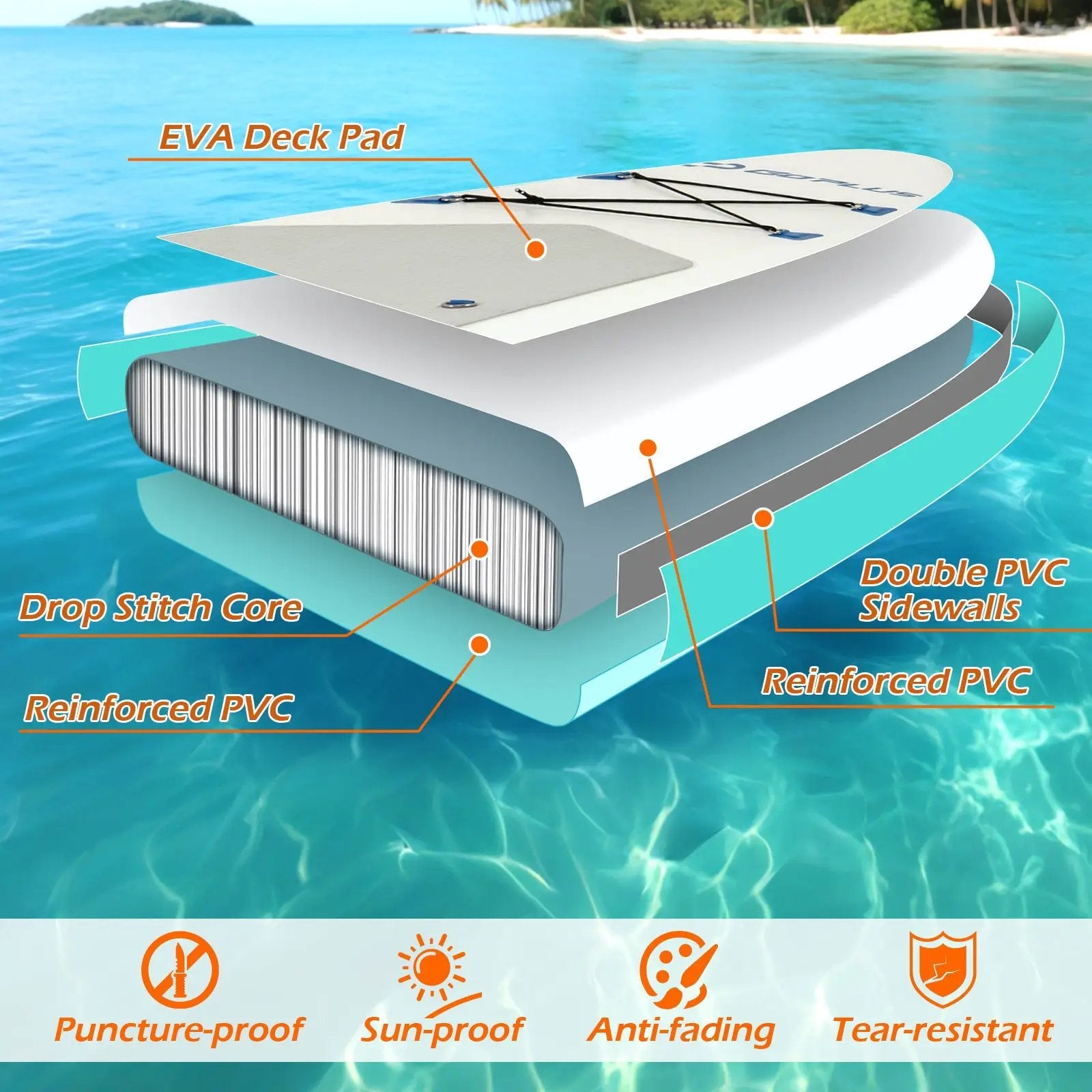 11 Feet Premium SUP Inflatable Stand Up Paddle Board with Accessories-L by DirectDeals