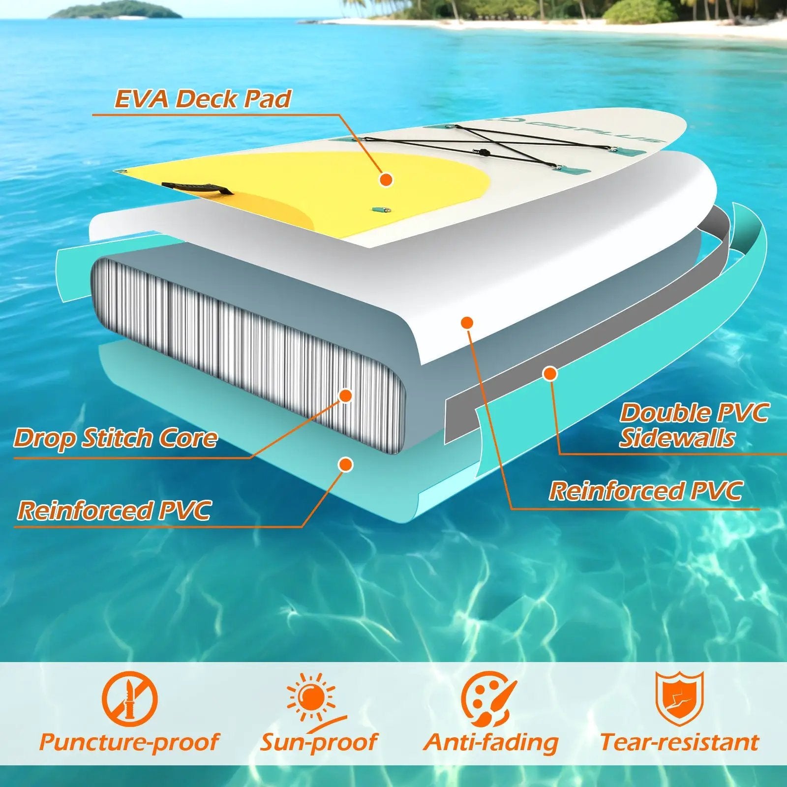 11 Feet Premium SUP Inflatable Stand Up Paddle Board-L by DirectDeals