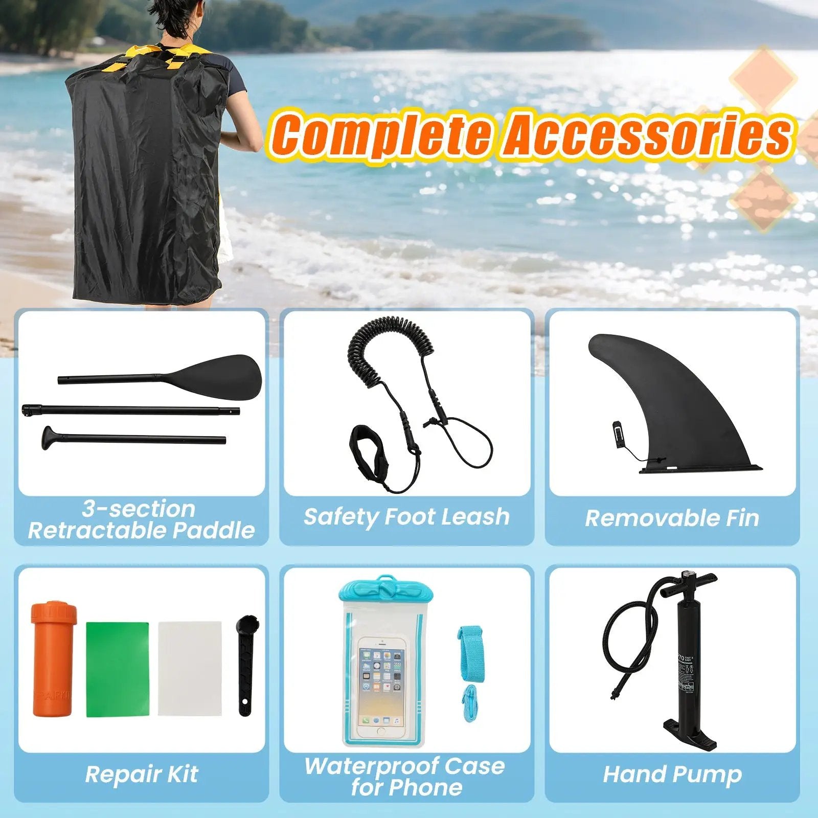 11 Feet Premium SUP Inflatable Stand Up Paddle Board with Accessories for Youth Adults-L by DirectDeals