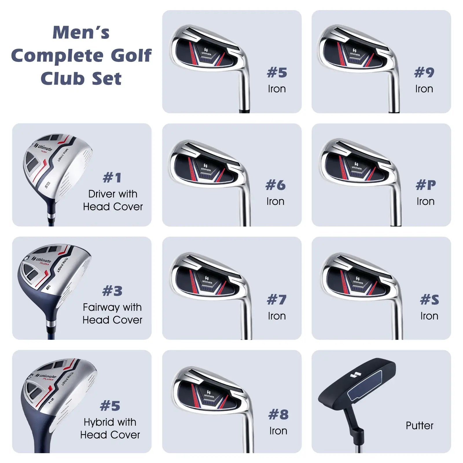 11 Pieces Complete Golf Club Package Set by DirectDeals