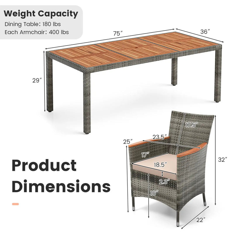 11 Pieces Patio Dining Set with 15 Feet Double-Sided Patio Umbrella Base Included by DirectDeals