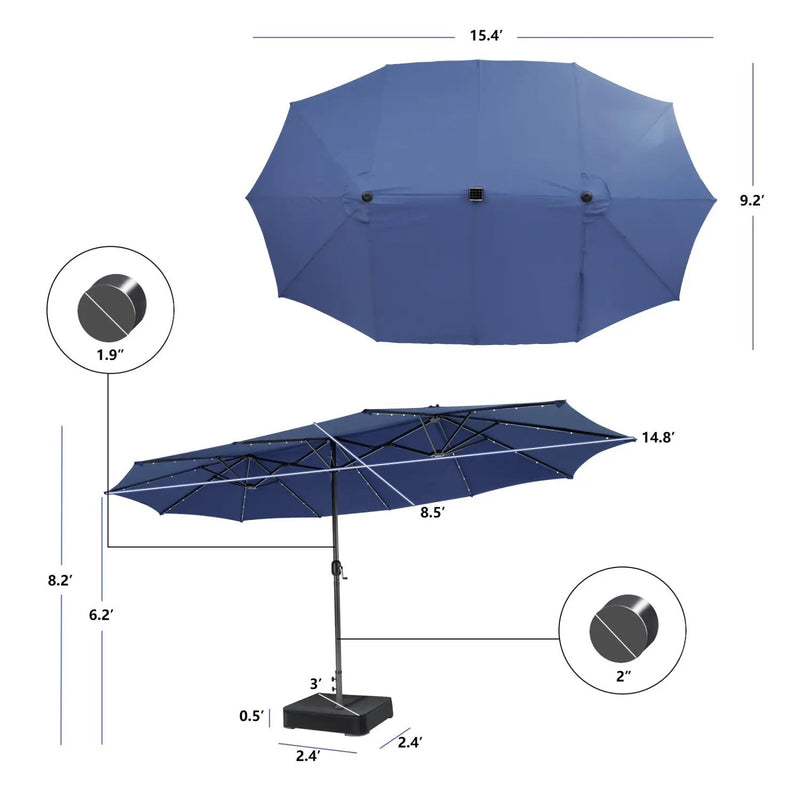 11 Pieces Patio Dining Set with 15 Feet Double-Sided Patio Umbrella Base Included by DirectDeals