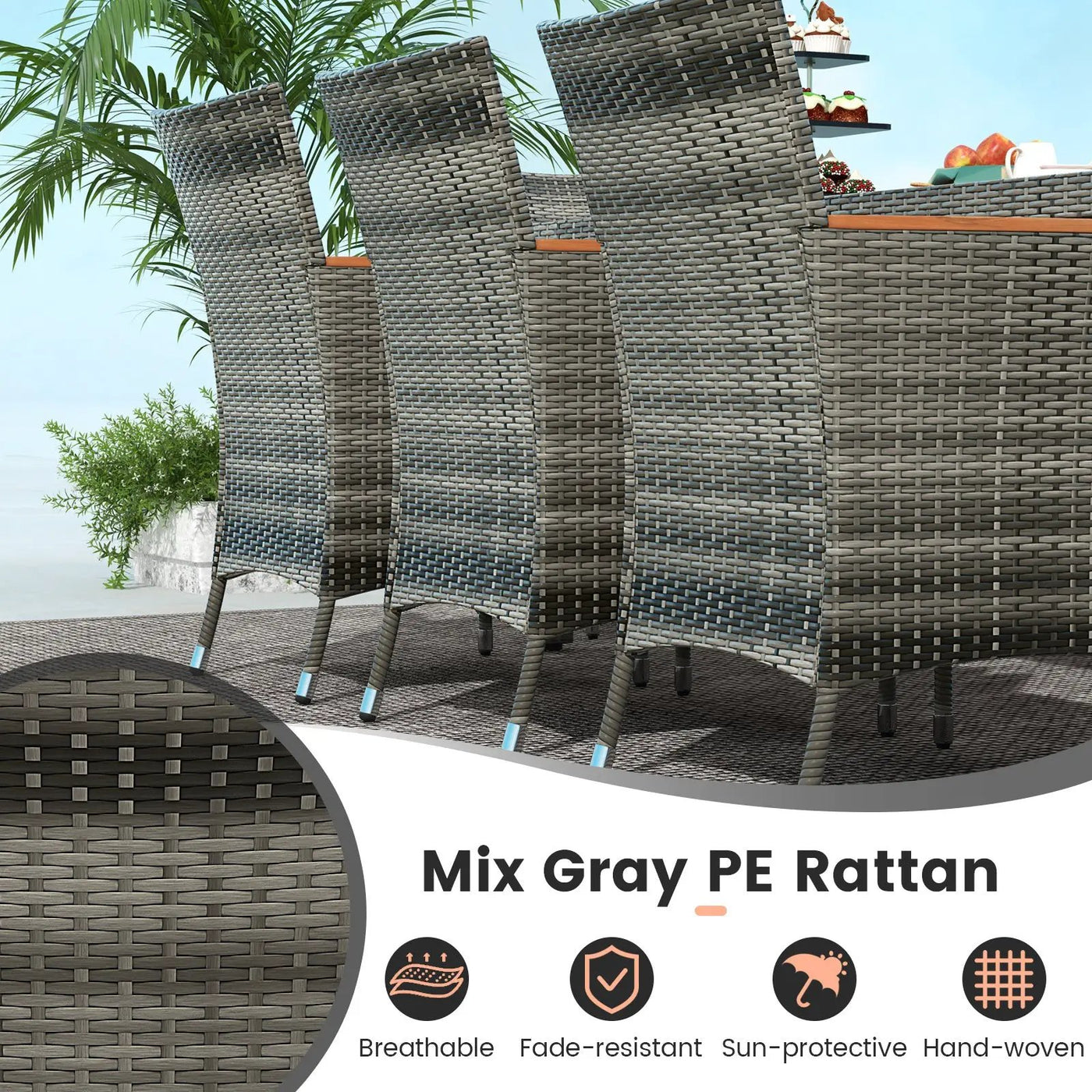 11 Pieces Patio Dining Set with 15 Feet Double-Sided Patio Umbrella Base Included by DirectDeals