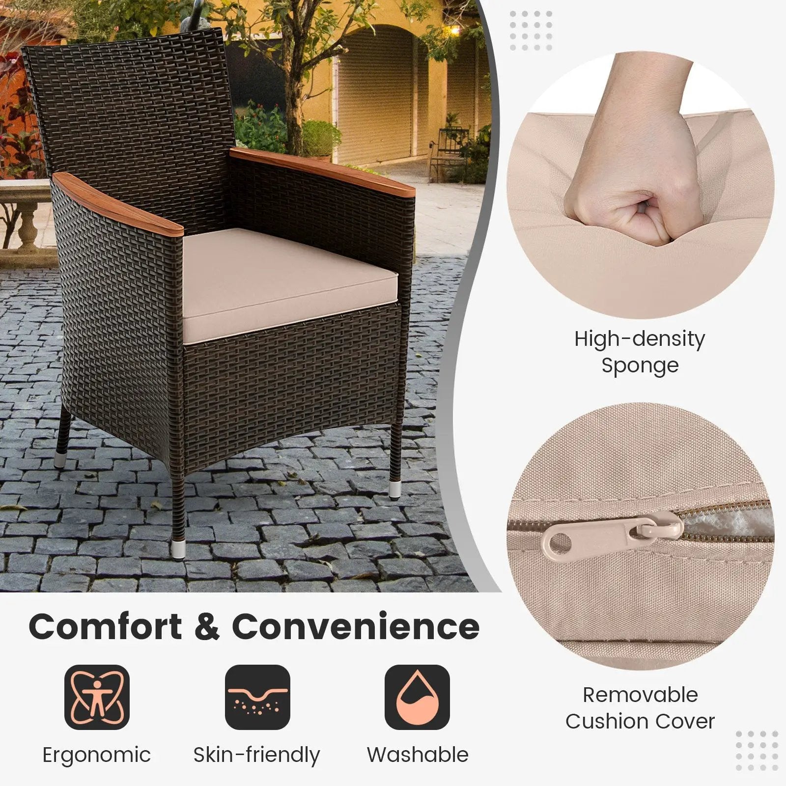 11 Pieces Patio Dining Set with 15 Feet Double-Sided Patio Umbrella and Base by DirectDeals