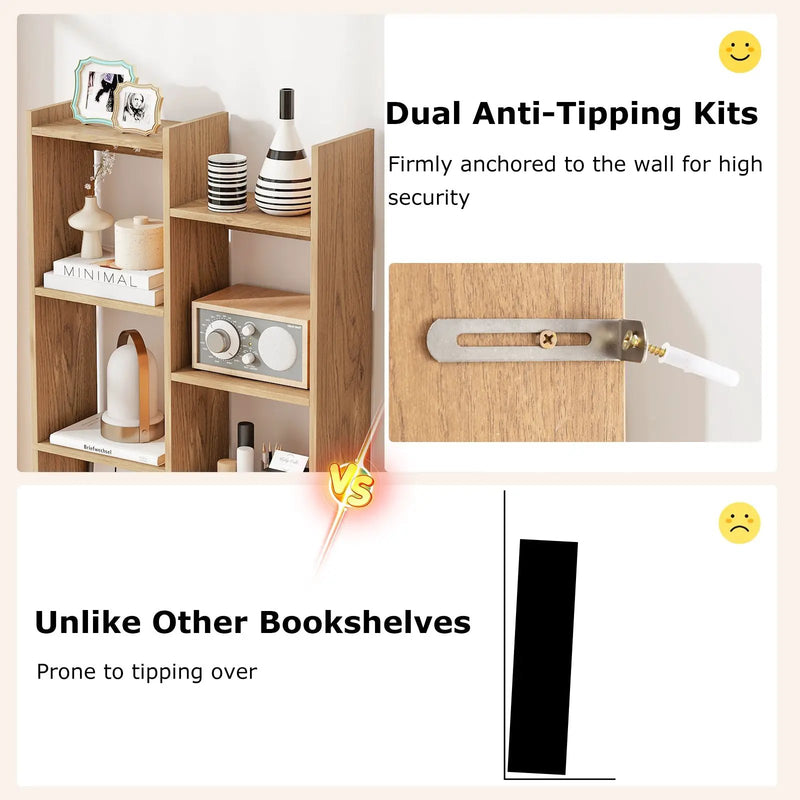 11-Tier Modern Book Organizer Bookcase with Anti-Tipping Kits by DirectDeals