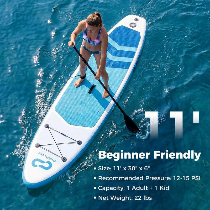 11' Wide Inflatable Stand Up Paddle Board with Backpack for All Skill Levels by DirectDeals
