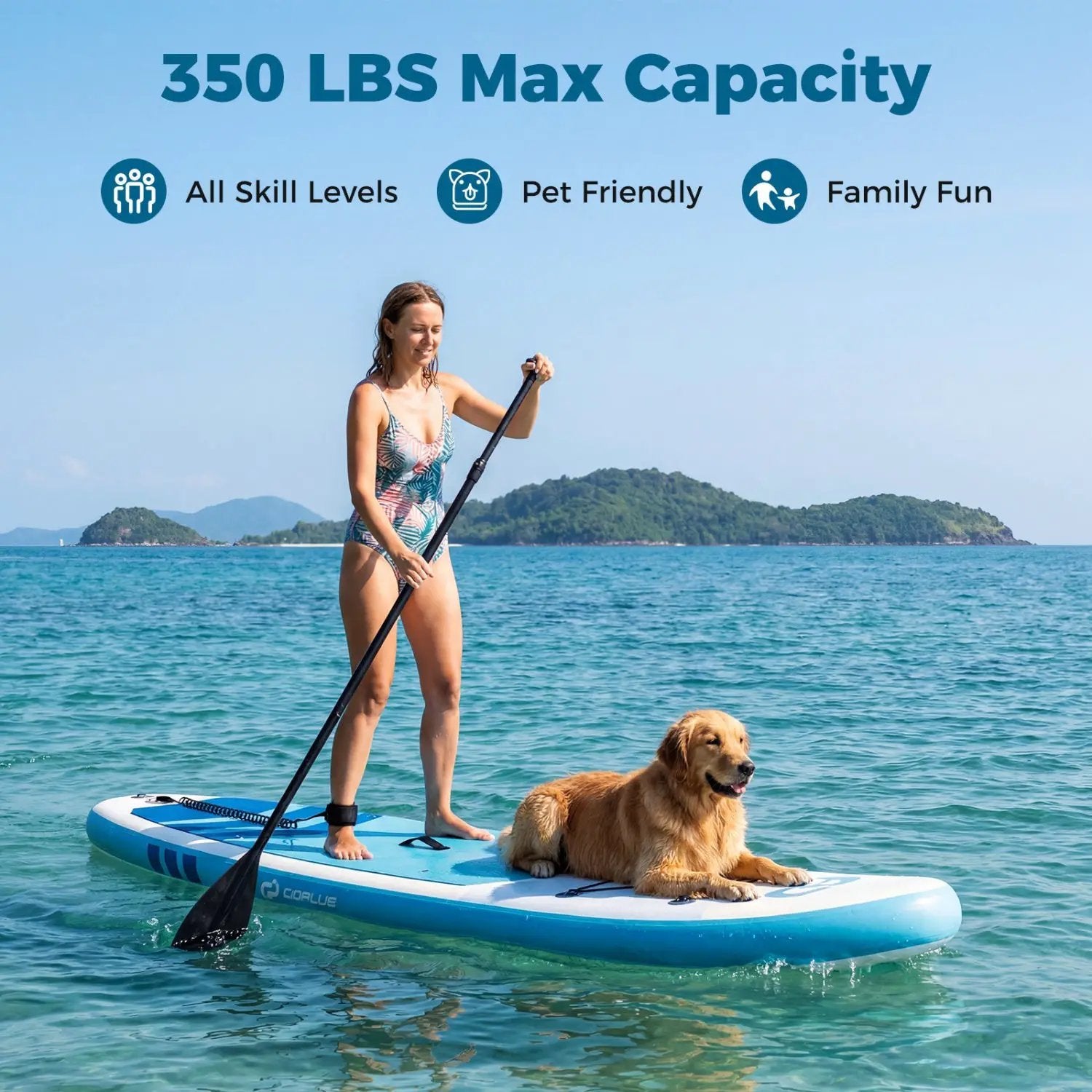 11' Wide Inflatable Stand Up Paddle Board with Backpack for All Skill Levels by DirectDeals