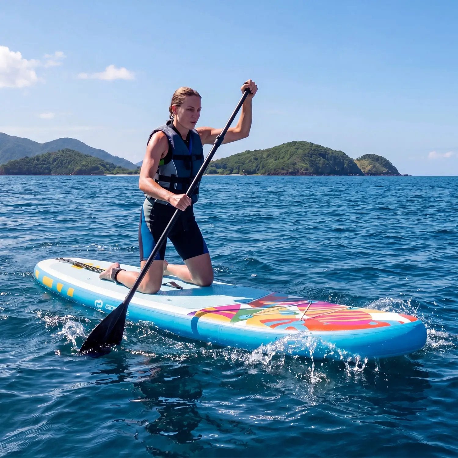 11' Wide Inflatable Stand Up Paddle Board with Backpack for All Skill Levels by DirectDeals