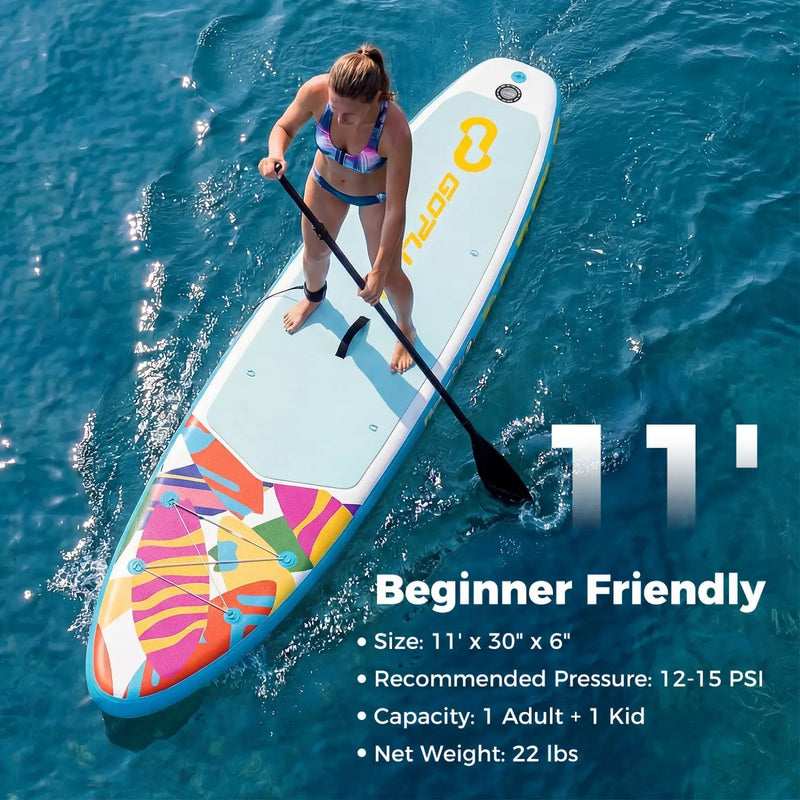 11' Wide Inflatable Stand Up Paddle Board with Backpack for All Skill Levels by DirectDeals