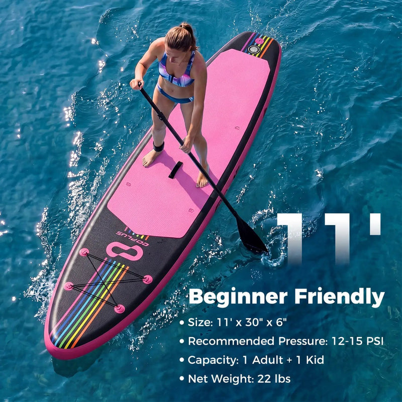 11' Wide Inflatable Stand Up Paddle Board with Backpack for All Skill Levels by DirectDeals
