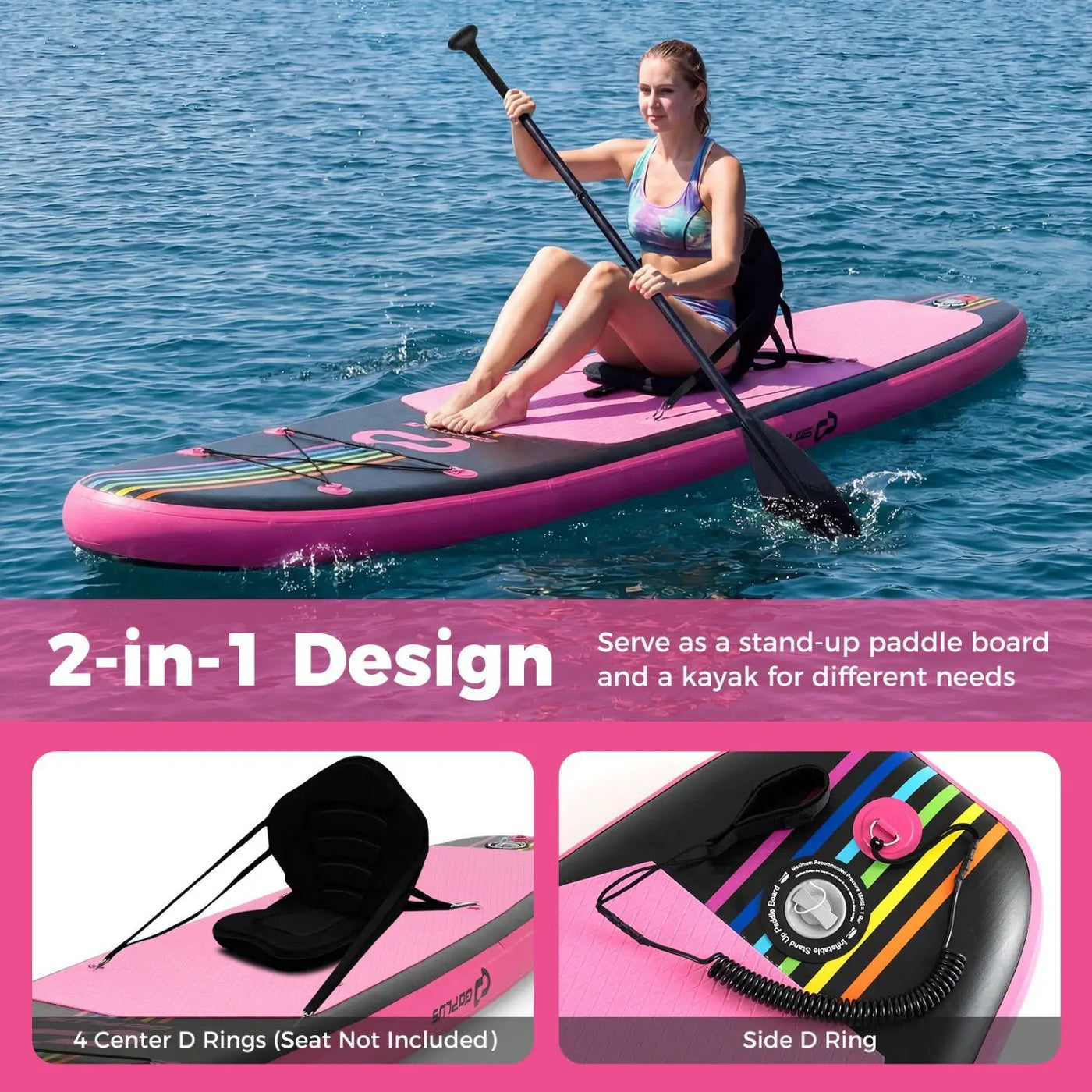 11' Wide Inflatable Stand Up Paddle Board with Backpack for All Skill Levels by DirectDeals