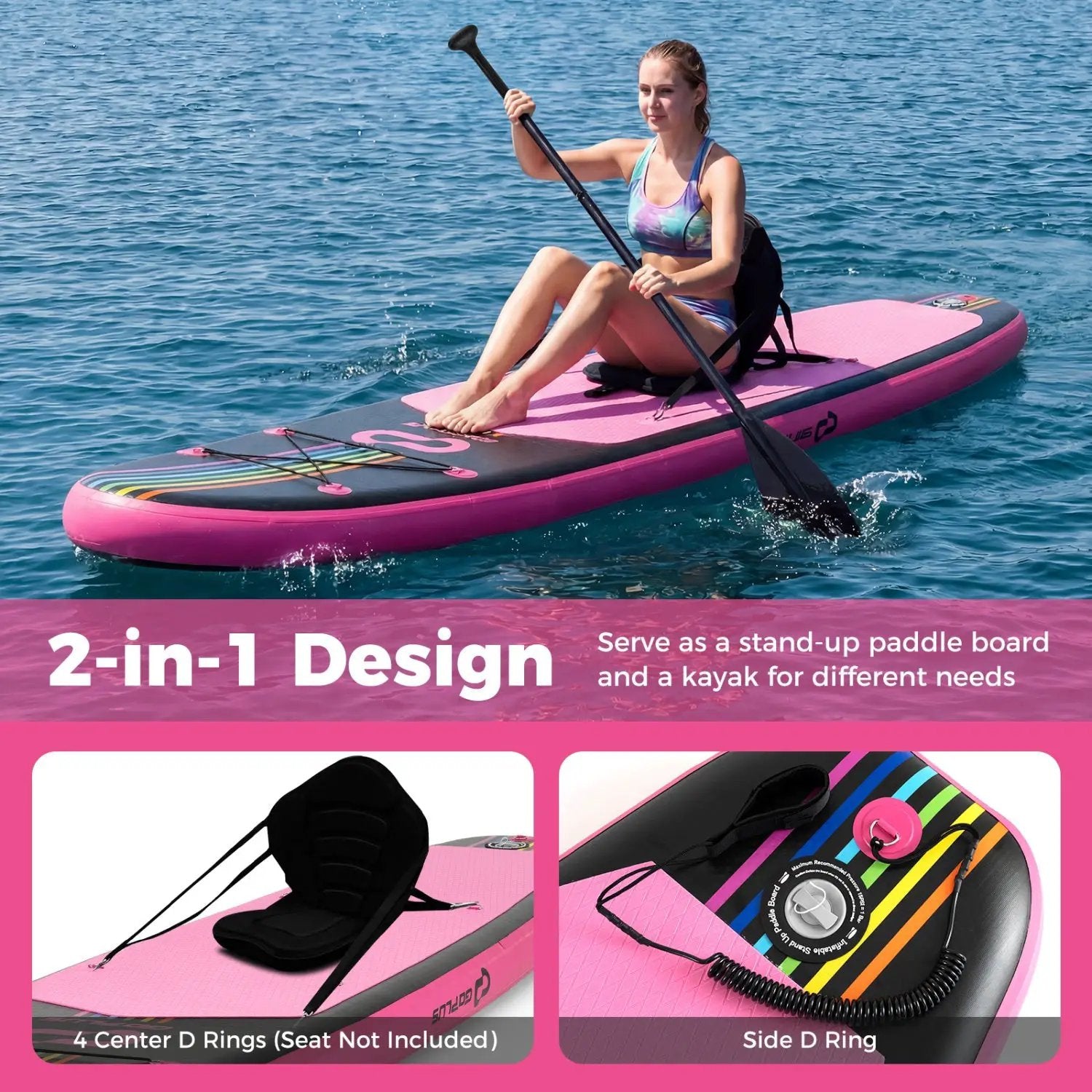 11' Wide Inflatable Stand Up Paddle Board with Backpack for All Skill Levels by DirectDeals