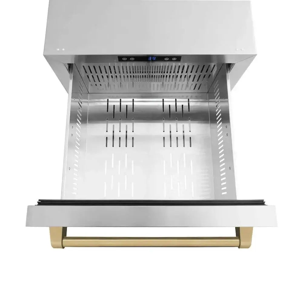 ZLINE 24" Touchstone 168 Can Outdoor-Rated Dual Refrigerator Drawer, Champagne Bronze, RDSOZ-ST-24-CB by Farmhouse Kitchen and Bath