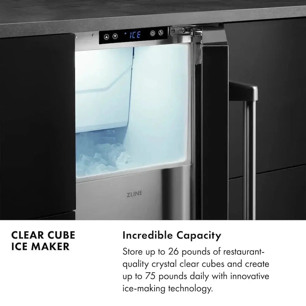 ZLINE 15" Touchstone Clear Cube Ice Maker Drain Pump Panel Ready Door ICCDP-15 by Farmhouse Kitchen and Bath