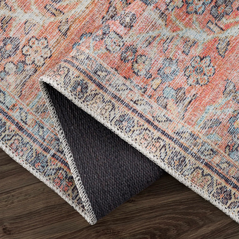 Urpi Rose & Blue Washable Area Rug - Clearance by Boutique Rugs