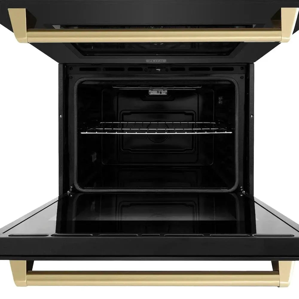 ZLINE 30"Professional True Convection Double Wall Oven, Air Fry, Self Clean Black Stainless Steel, Champagne Bronze WADBZ-30-CB by Farmhouse Kitchen and Bath