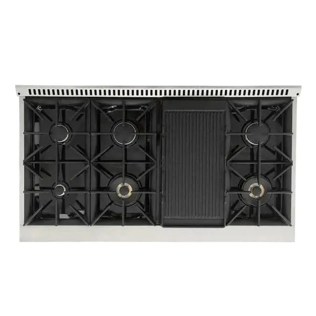 Kucht 48" Gas Range in Stainless Steel with Grey Oven Doors, KNG481-GR by Farmhouse Kitchen and Bath