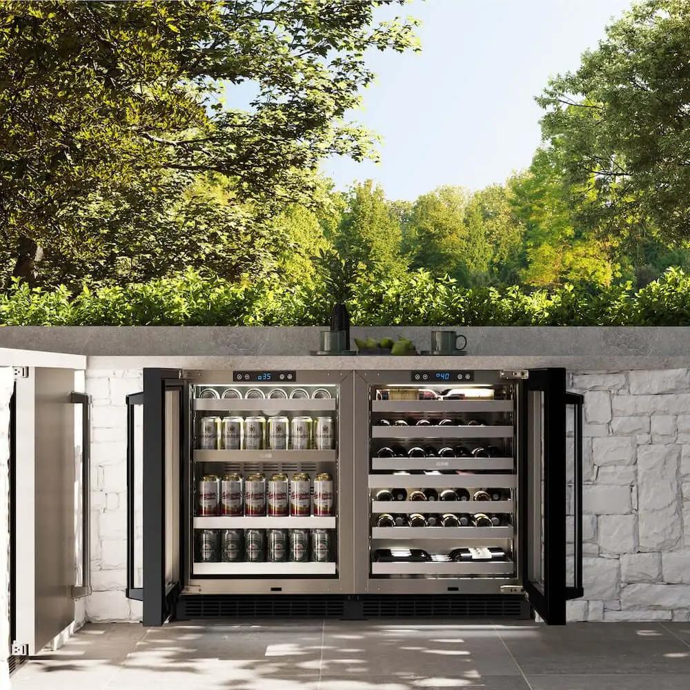 ZLINE 24" Touchstone 151 Can Beverage Fridge Black Stainless Steel Glass Door RBSO-BS-24 by Farmhouse Kitchen and Bath