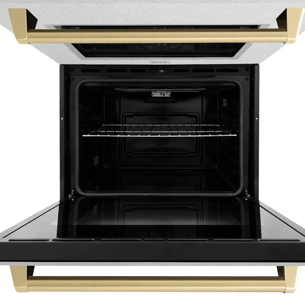 ZLINE 30"Professional True Convection Double Wall Oven, Air Fry, Self Clean, DuraSnow® Champagne Bronze WADSZ-30-CB by Farmhouse Kitchen and Bath