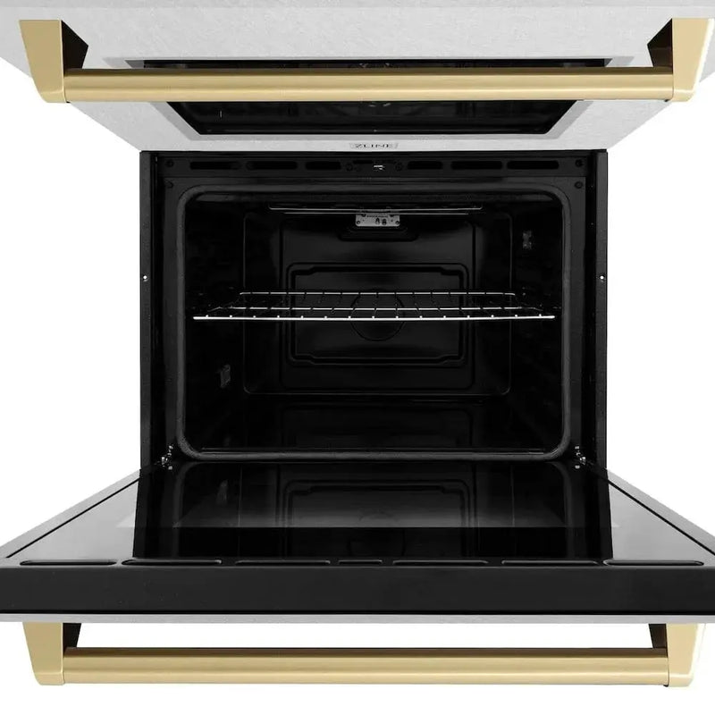 ZLINE 30"Professional True Convection Double Wall Oven, Air Fry, Self Clean, DuraSnow® Champagne Bronze WADSZ-30-CB by Farmhouse Kitchen and Bath