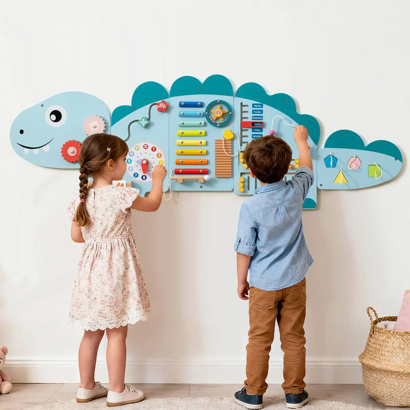 11-in-1 Dinosaur Activity Wall Busy Board Panels for Toddlers Education and Early Development by DirectDeals