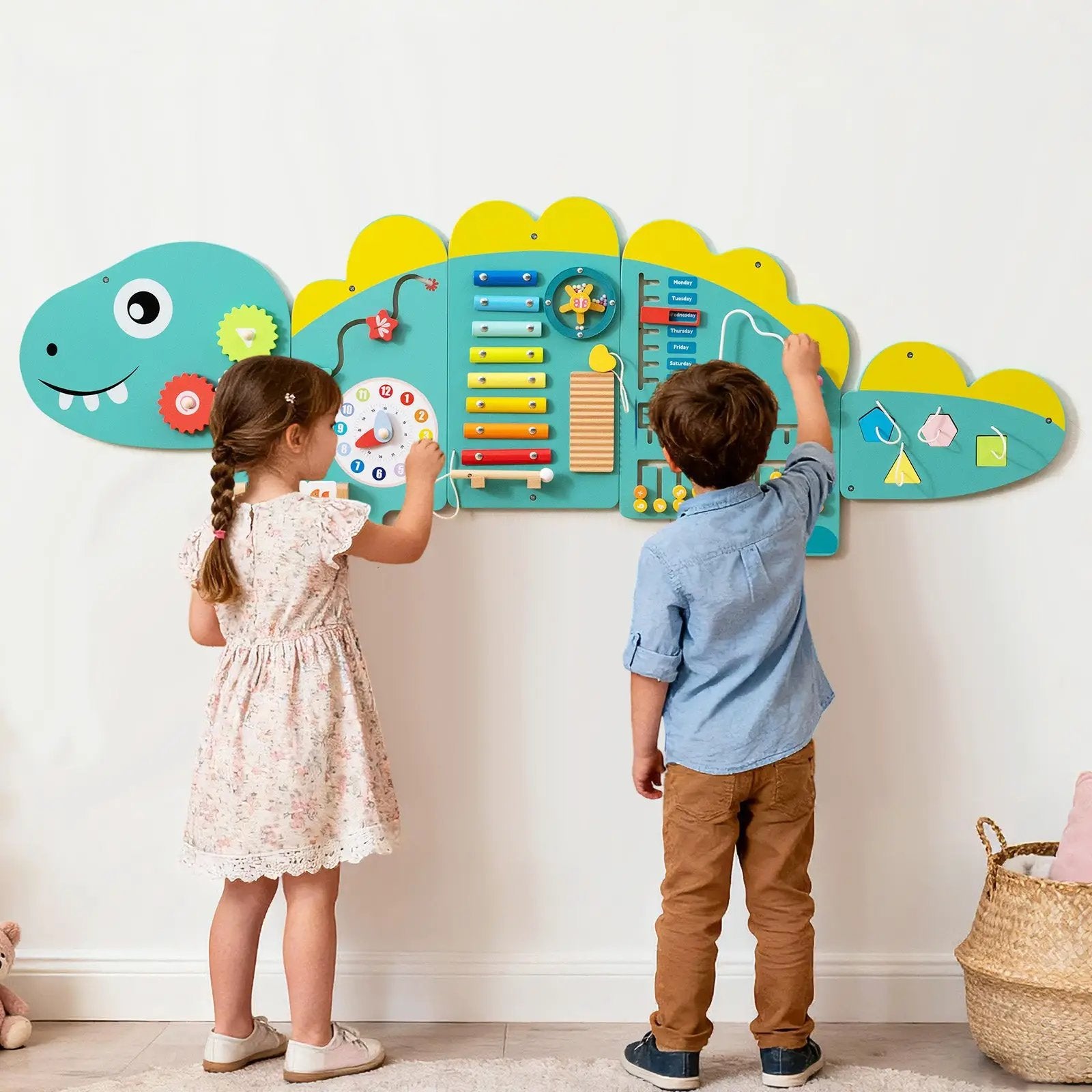 11-in-1 Dinosaur Activity Wall Busy Board Panels for Toddlers Education and Early Development by DirectDeals