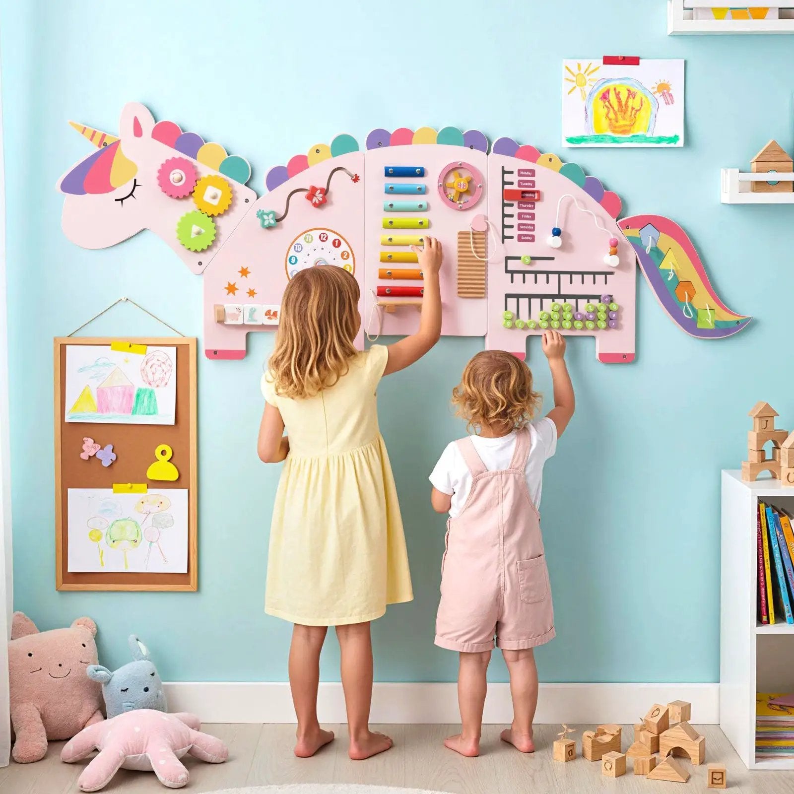 11-in-1 Dinosaur Activity Wall Busy Board Panels for Toddlers Education and Early Development by DirectDeals