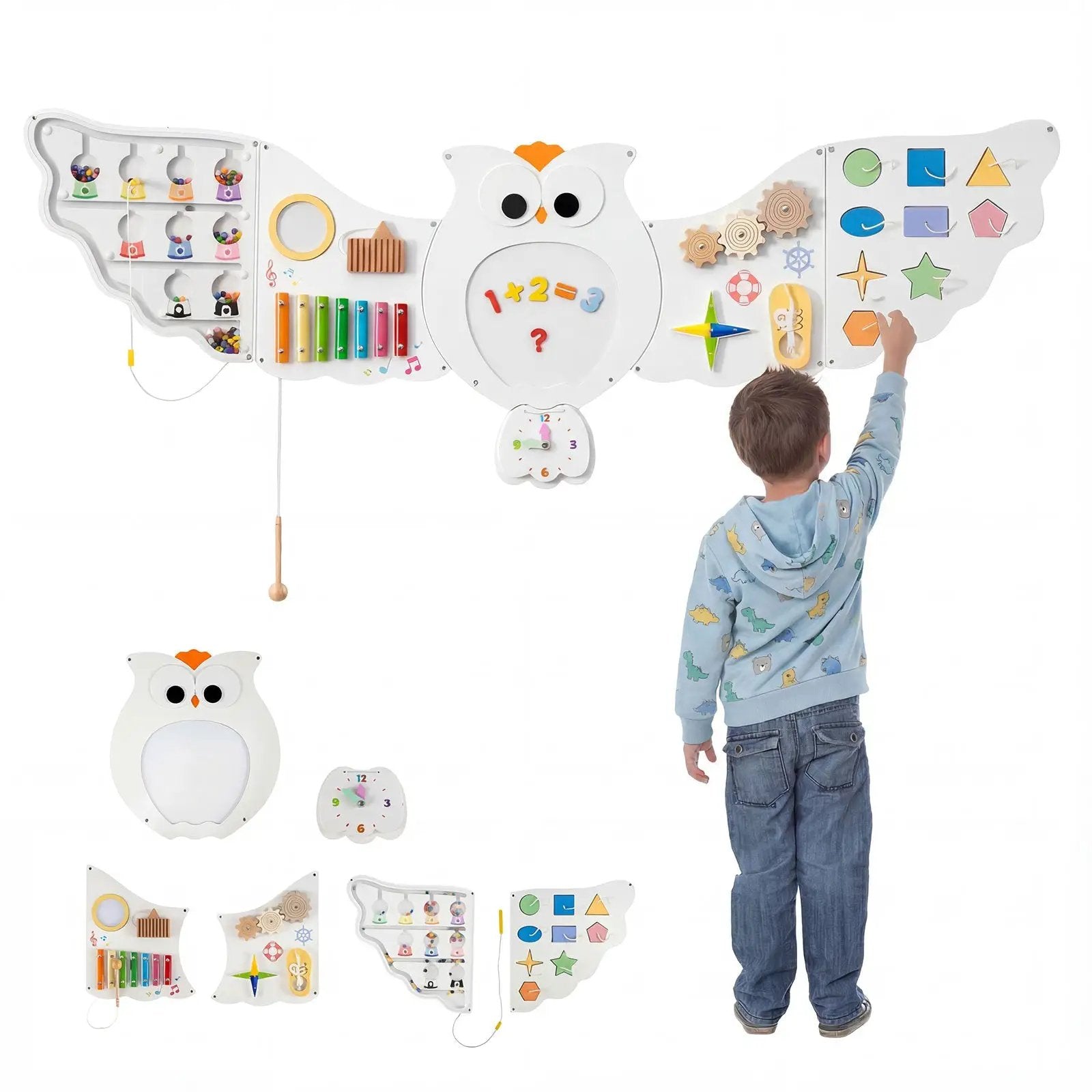 11-in-1 Toddler Learning Activity Center Owl Activity Wall Busy Board Panels for 3+ Years Old by DirectDeals