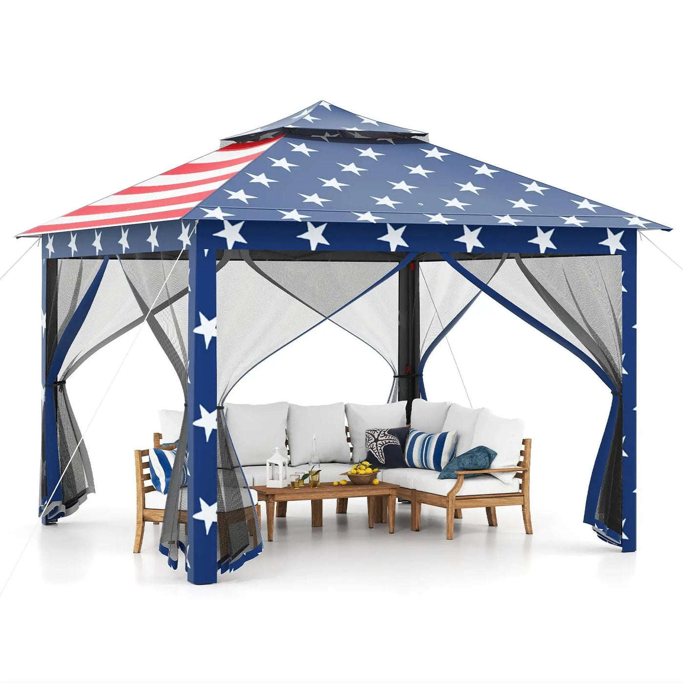 11 x 11 Feet 2-Tier Pop-Up Gazebo Tent Portable Canopy Shelter Carry Bag Mesh by DirectDeals