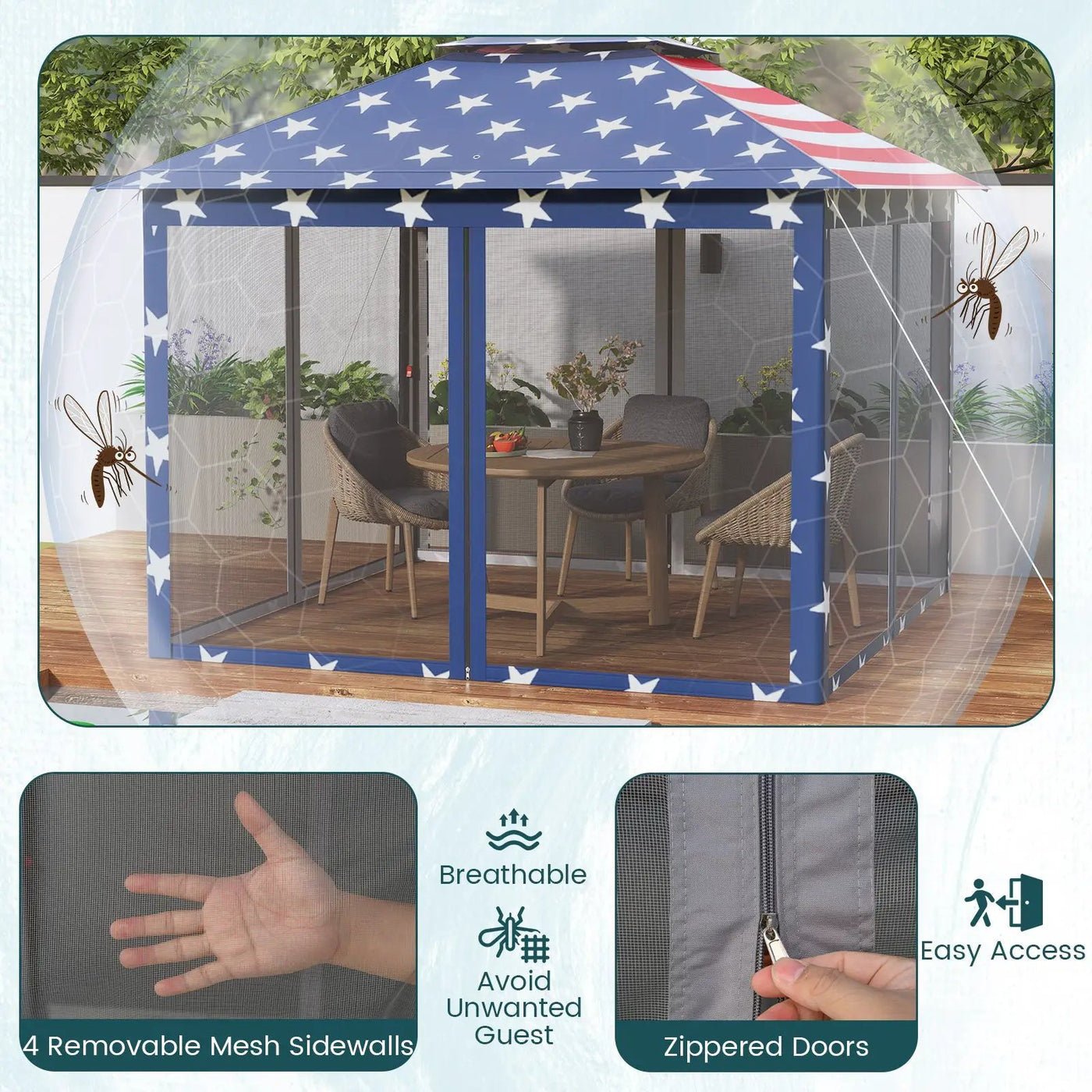 11 x 11 Feet 2-Tier Pop-Up Gazebo Tent Portable Canopy Shelter Carry Bag Mesh by DirectDeals