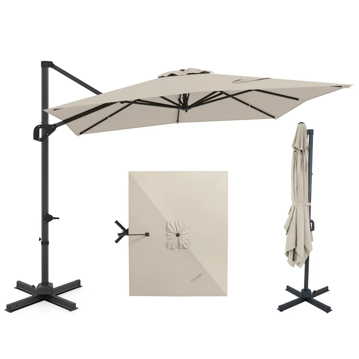 11 x 9 FT Cantilever Patio Umbrella with 360° Rotation and Easy Tilt Adjustment by DirectDeals