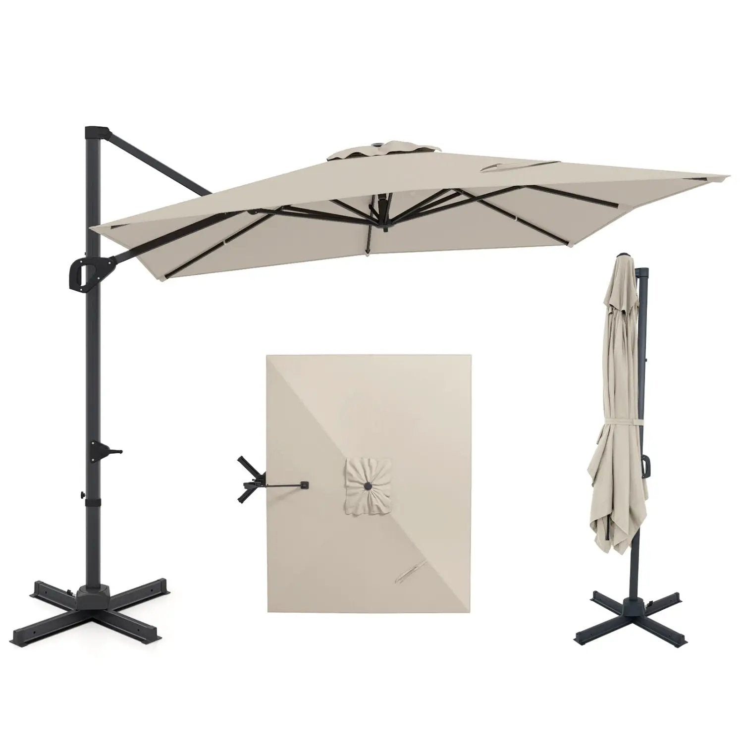 11 x 9 FT Cantilever Patio Umbrella with 360° Rotation and Easy Tilt Adjustment by DirectDeals