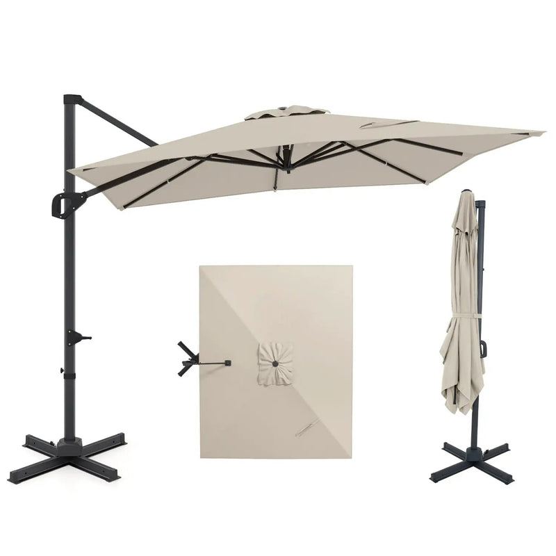 11 x 9 FT Cantilever Patio Umbrella with 360° Rotation and Easy Tilt Adjustment by DirectDeals