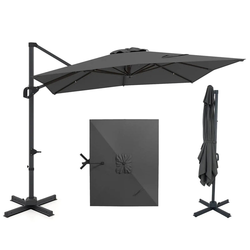 11 x 9 FT Cantilever Patio Umbrella with 360° Rotation and Easy Tilt Adjustment by DirectDeals