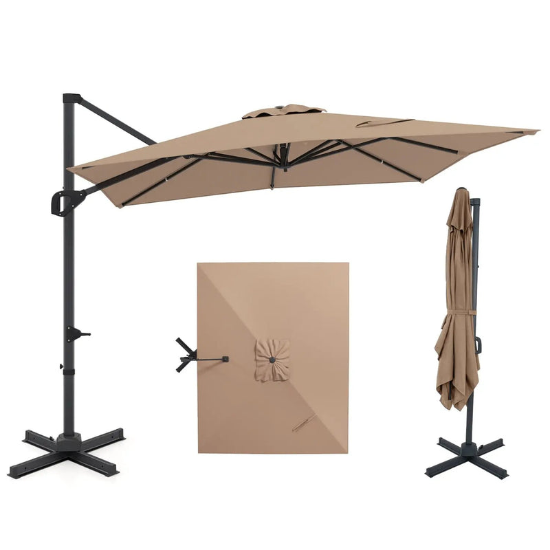 11 x 9 FT Cantilever Patio Umbrella with 360° Rotation and Easy Tilt Adjustment by DirectDeals