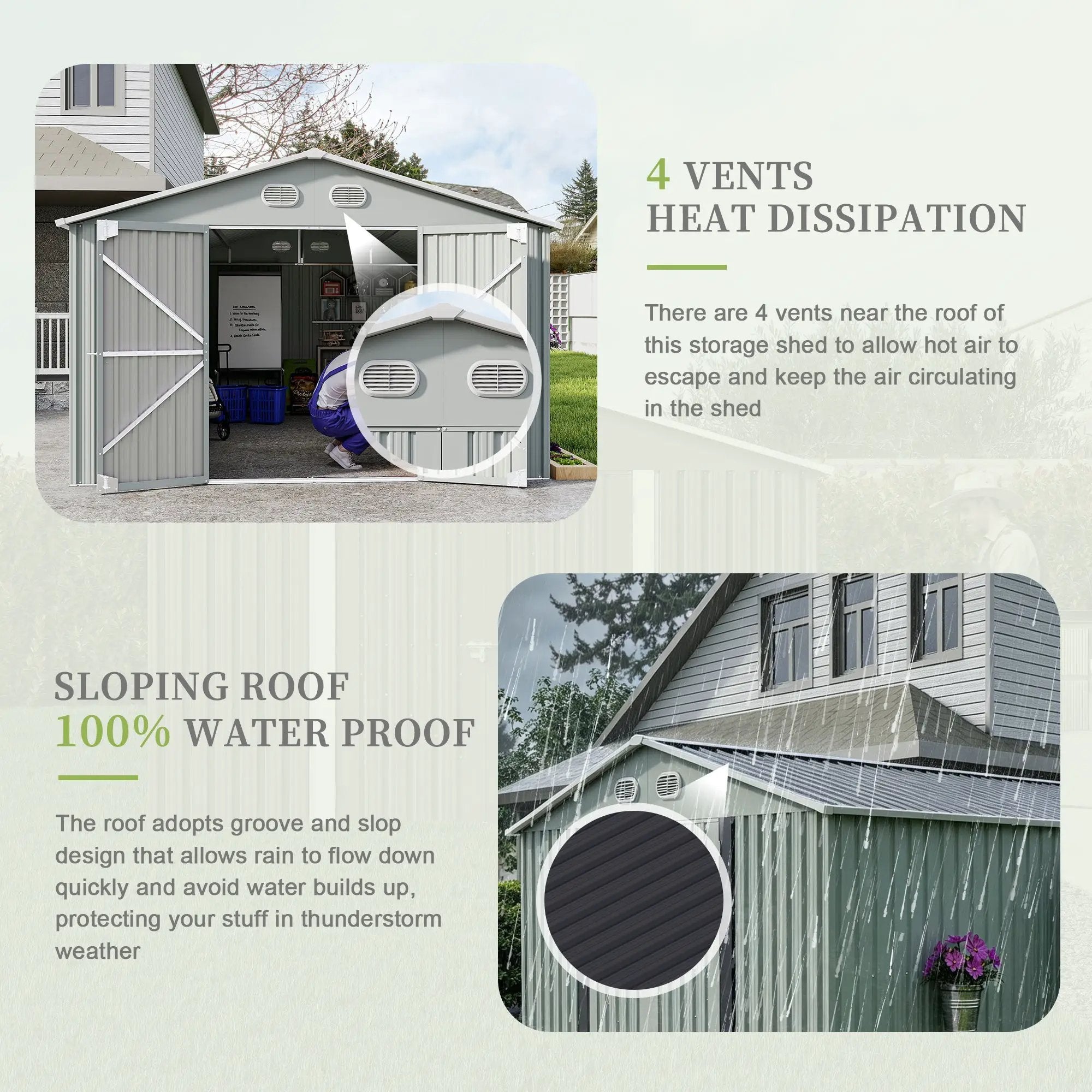 10x12 FT Outdoor Metal Storage Shed by HouseOfZazla
