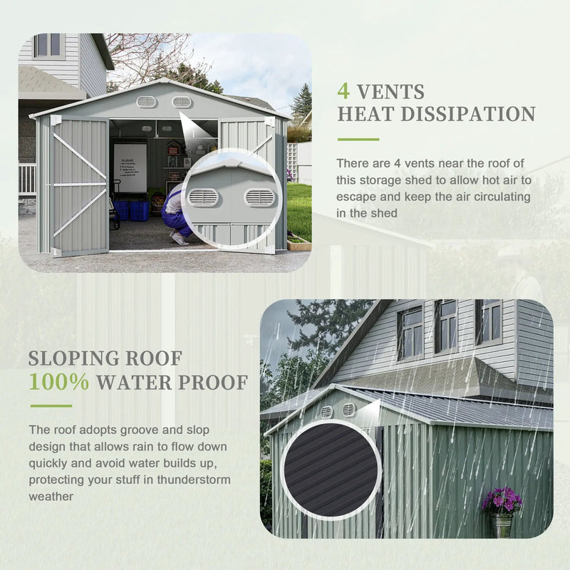 10x12 FT Outdoor Metal Storage Shed by HouseOfZazla