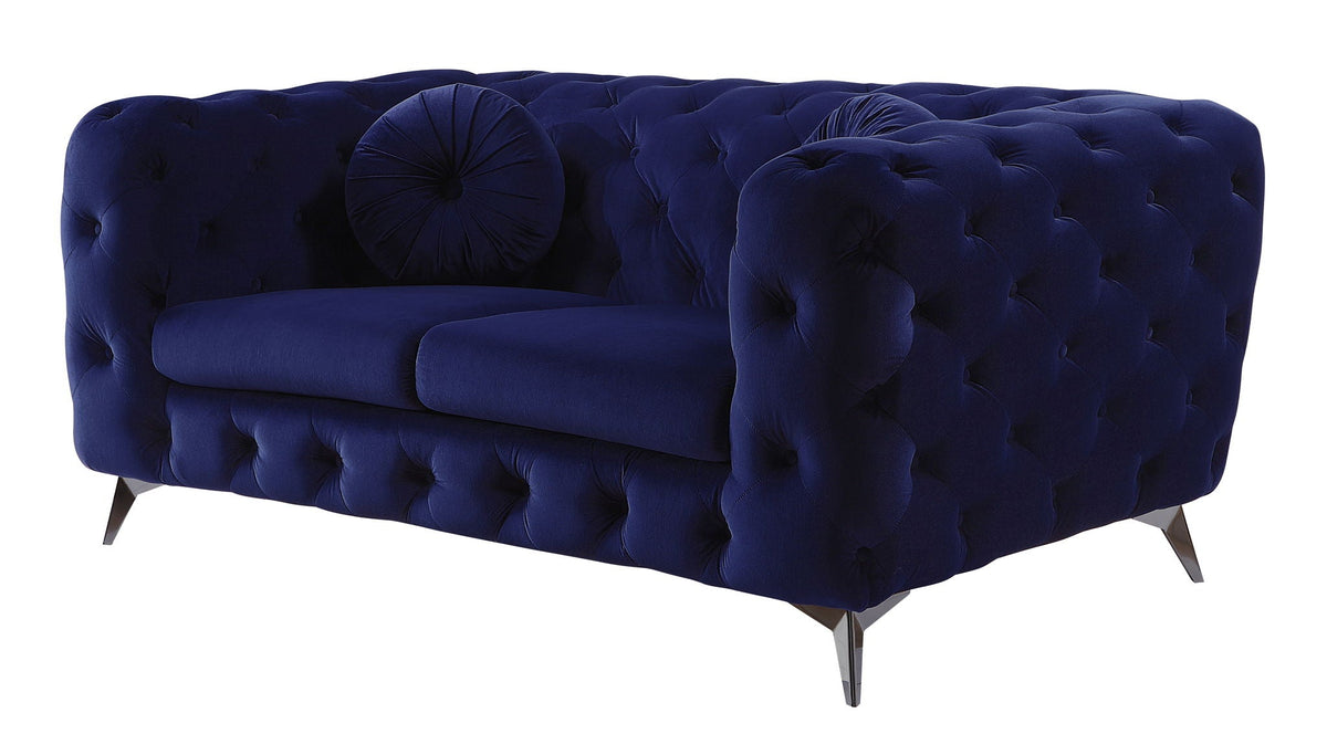 Atronia Luxurious Design Loveseat with Diamond Tufting - Blue or Purple, photo 2 of 8