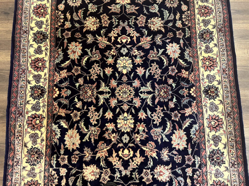 Sino Persian Rug 4x6, Navy Blue and Cream, Floral Allover Oriental Carpet by Jewel Rugs