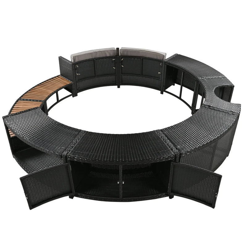 Spa Surround Spa Frame Patio Rattan Sofa Set With Storage Spaces, Mini Sofa And Comfortable Cushion For Patio, Backyard by HouseOfZazla