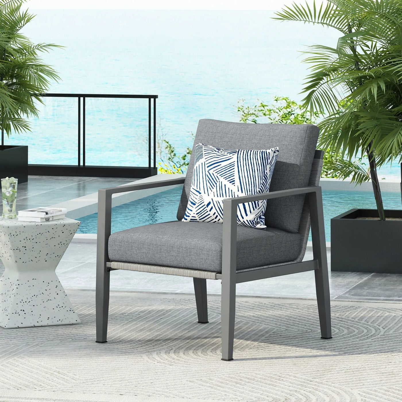 Modern Lounge Chair With Rope Accents And Cushions by HouseOfZazla