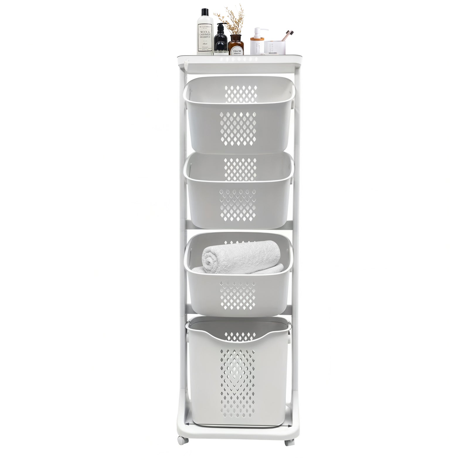 4-Tier Laundry Hamper Sorter with Wheels and Removable Baskets by HouseOfZazla