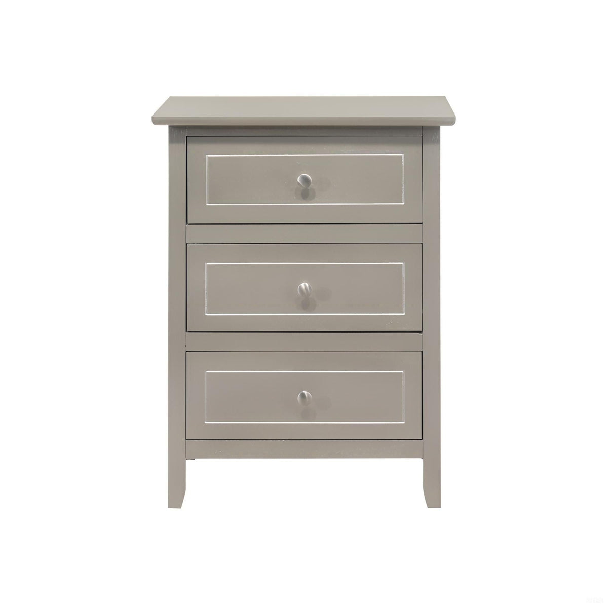 Dove Tailed Drawers 3 Drawer Nightstand with Real Wood Veneers - Pearl Silver, Pink, Dark Red, Dark Gray