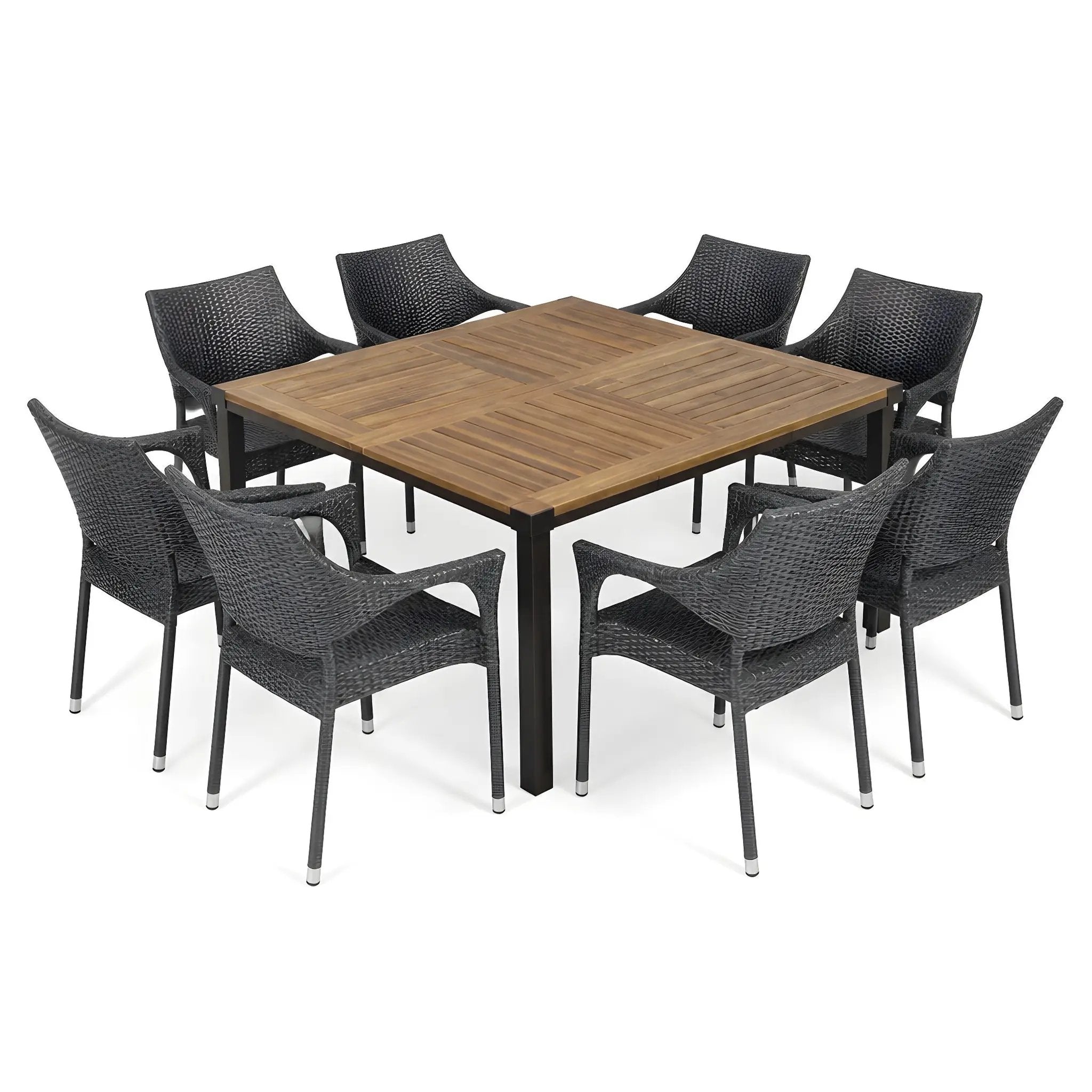 9 PCS Outdoor Dining Set with 64" Solid Wood Table and Chairs by HouseOfZazla