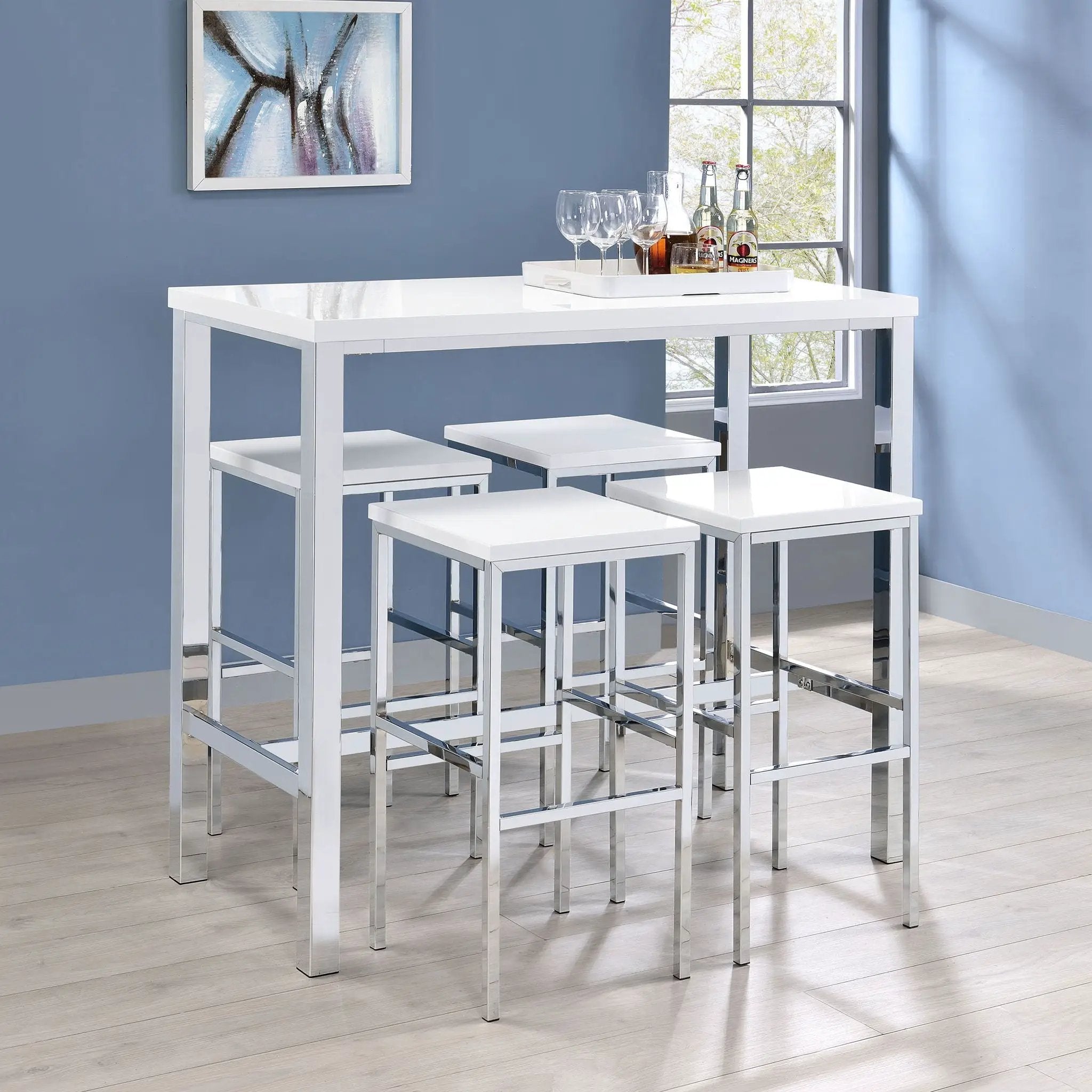 Nimitz - 5 Piece Bar Set - Gloss White by HouseOfZazla
