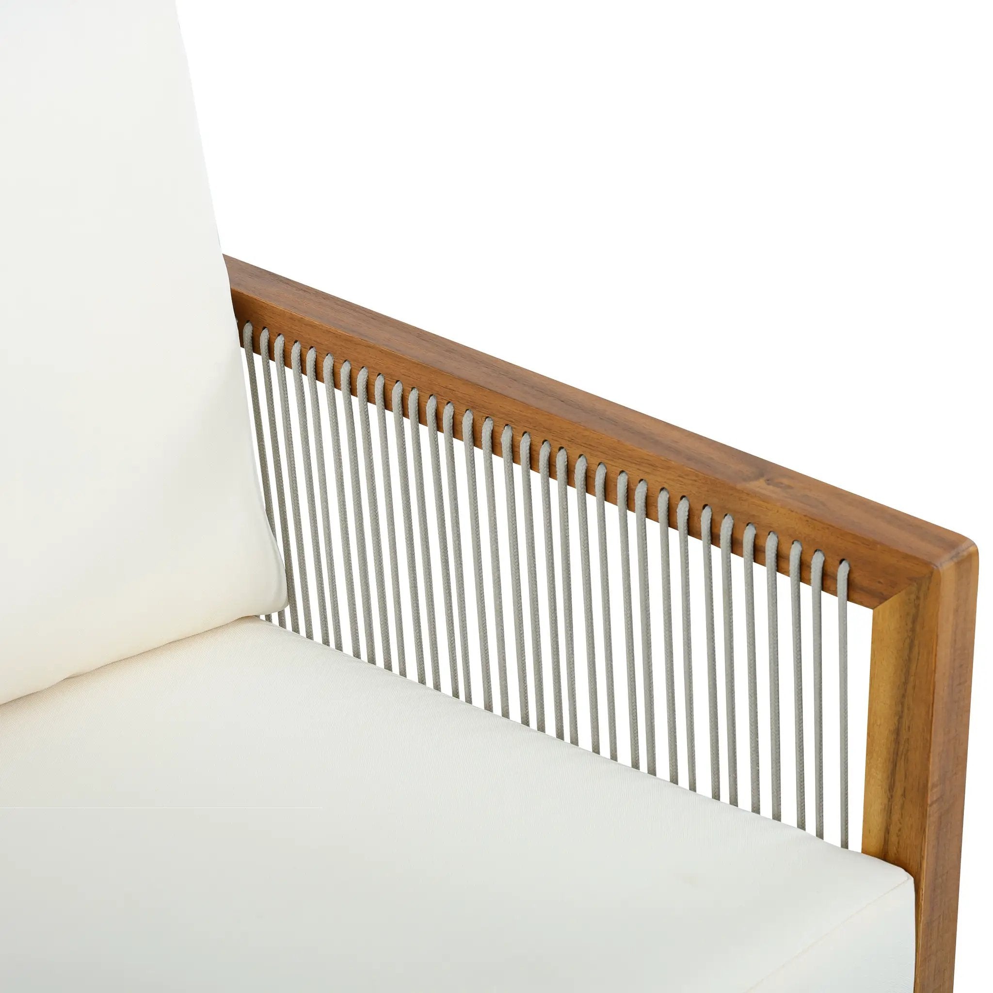 Outdoor Club Chair (Set of 1) - Acacia Wood Frame with Rope Back by HouseOfZazla