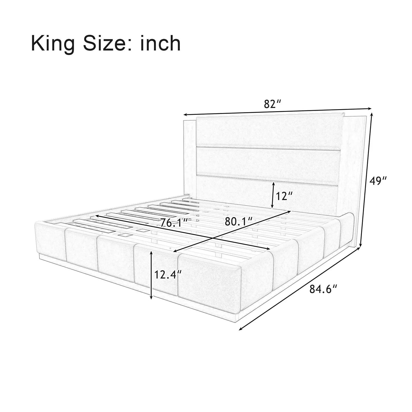 Modern Upholstered Platform Bed With Extended Headboard by HouseOfZazla