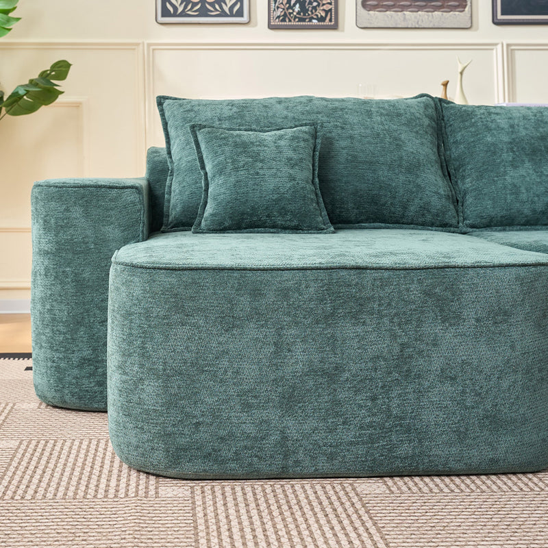 Modern Green Chenille L Shaped Sectional Sofa with Chaise by BLAKHOM
