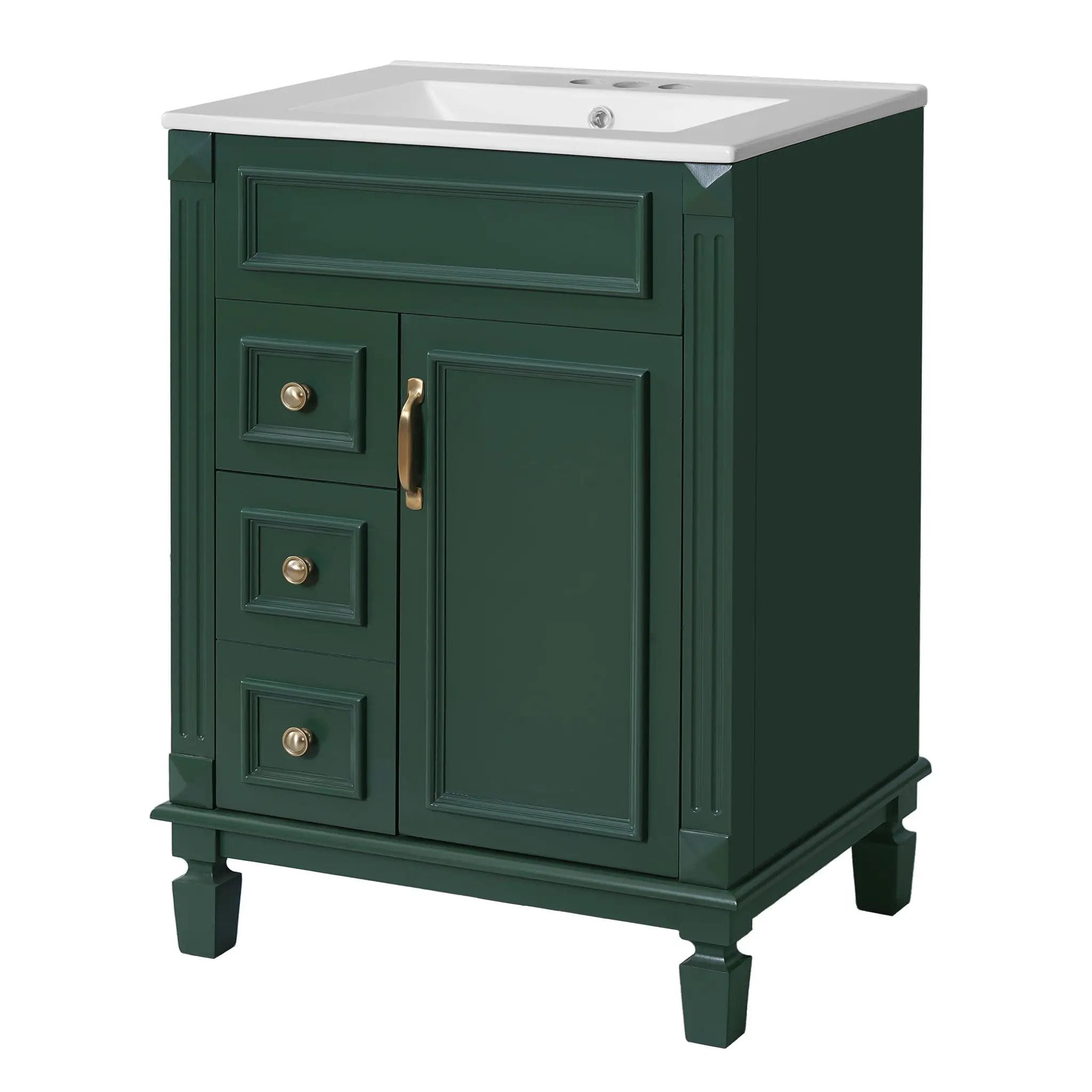 Bathroom Vanity With Sink, Compact Cabinet & 2 Drawers And Adjustable Shelf