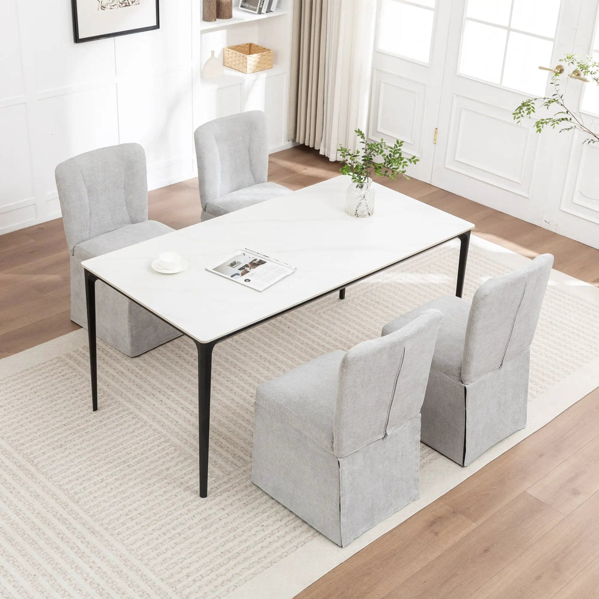 Linen Dining Chairs - Modern Fabric Side Chairs for Dining Room by HouseOfZazla
